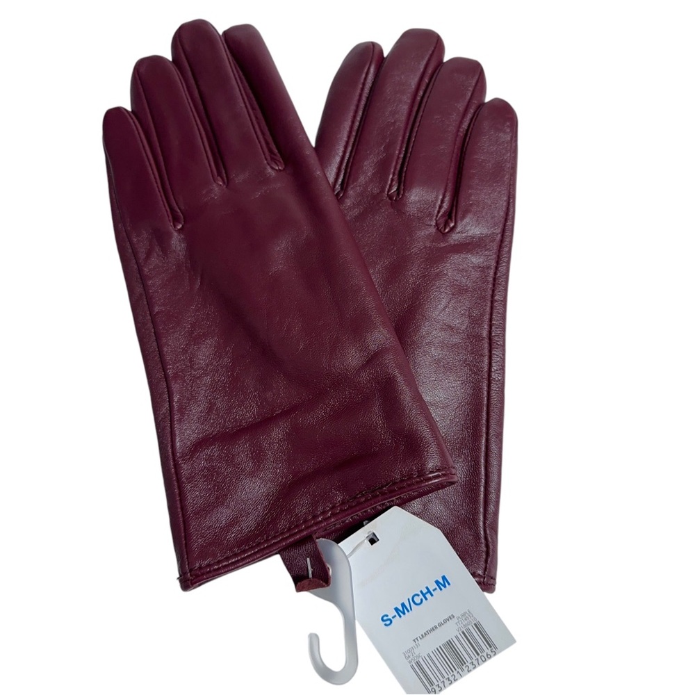 NWT Bordeaux Leather Gloves Womens S/M Gift
